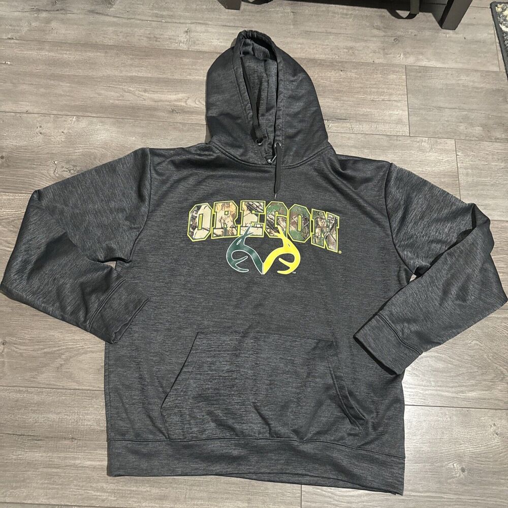 Oregon Ducks Hoodie Colosseum XL Embroidered  Gray Real Tree